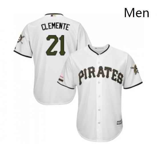 Mens Pittsburgh Pirates 21 Roberto Clemente Replica White Alternate Cool Base Baseball Jersey